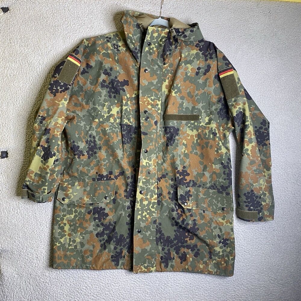 1998 German Feuchter Ringelai Army Parka Men XL Flecktarn Camo Waterproof VTG